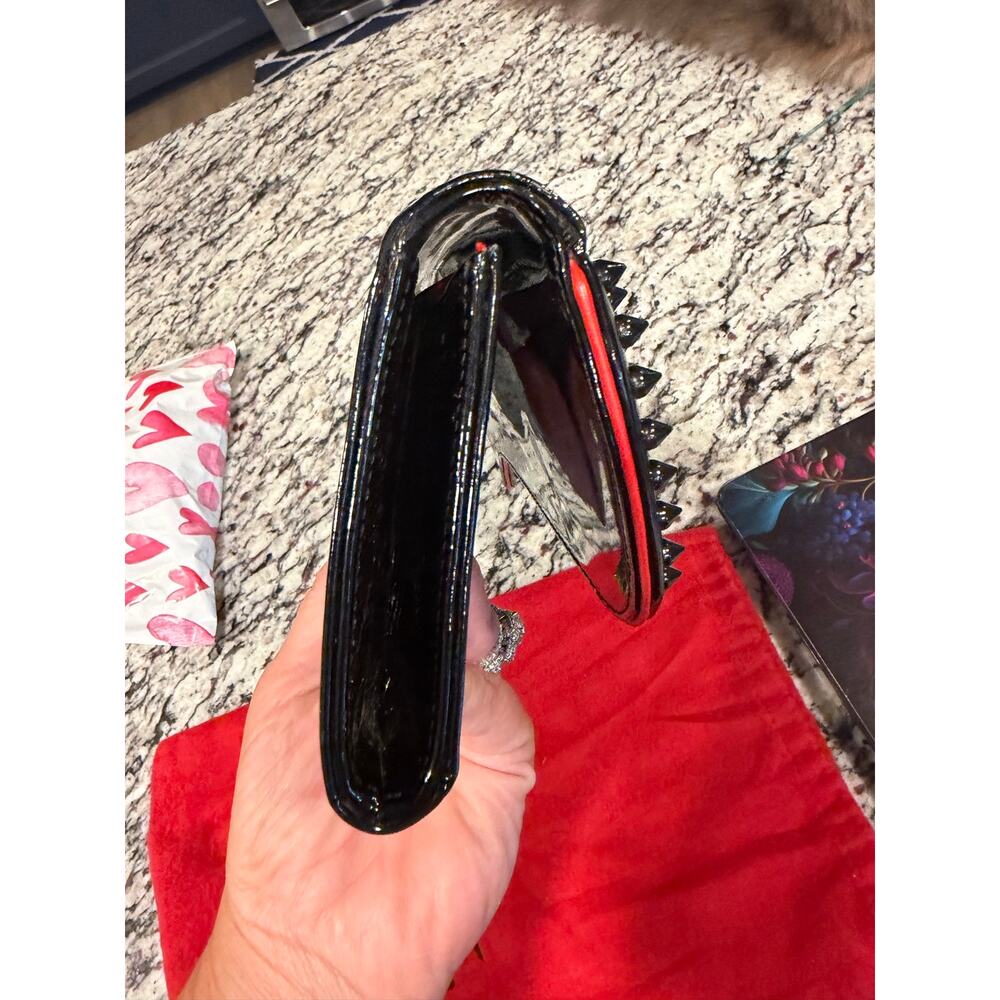 Christian Louboutin Pigalle spiked clutch black patent leather w black studs - Picture 4 of 8